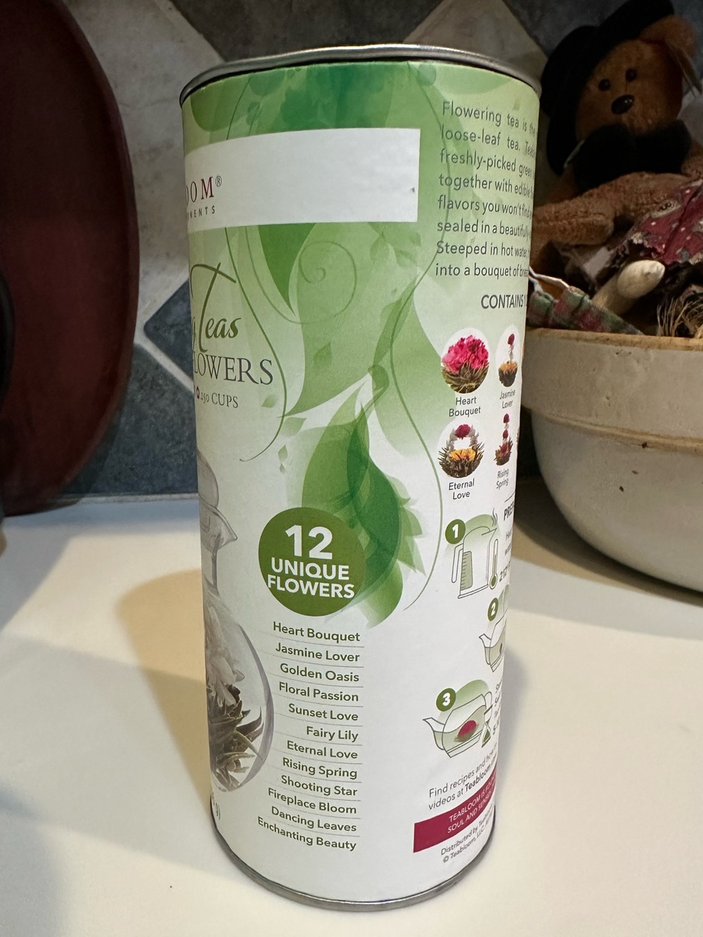 2020 TEABLOOM FLOWERING GREEN TEA FLOWERS 11 CT COLLECTIBLE TIN HEALTHY HOT COLD - Picture 7 of 12
